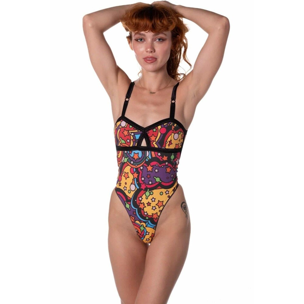 SOLSTICE Intimates Custom Cosmic Thong Rainbow Cotton Bodysuit XS Women $90 USD